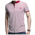 Custom Embroidery Logo Fashion Stripe Wholesale Cotton Polo T Shirt